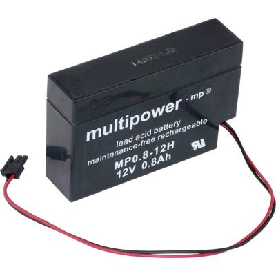 multipower MP0,8-12H Loodaccu 12 V 0.8 Ah Loodvlies (AGM) (b x h x d) 96 x 62 x 25 mm Molex-stekker Onderhoudsvrij, Geringe zelfontlading