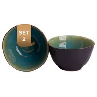 Palmer Schaal Lotus 15 cm 1 l Turquoise Stoneware 2 stuks