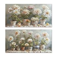 Schilderij Home ESPRIT Bloempot Traditioneel 120 x 3 x 60 cm (2 Stuks)