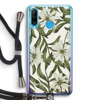 Wit bloemenpatroon: Huawei P30 Lite Transparant Hoesje met koord