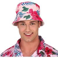 Verkleed hoedje voor Tropical Hawaii party - Roze flamingo print - volwassenen - Carnaval - thumbnail