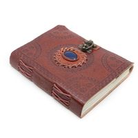Spiritueel Notitieboekje Leer met Lapis Lazuli – Handgemaakt - Boeken - Spiritueelboek.nl