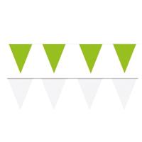 Feest versiering punt vlaggetjes pakket - 60 meter - wit en groen - slingers / vlaggenlijnen