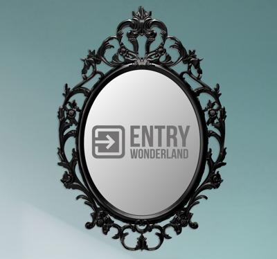 Spiegel sticker wonderland ingang