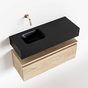 Toiletmeubel Mondiaz Andor | 80 cm | Meubelkleur Washed oak | Lex vrijhangend wastafel Urban Links | Zonder kraangat