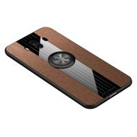 Voor Huawei mate 10 XINLI stiksels doek Textue schokbestendig TPU beschermhoes met ring houder (bruin)