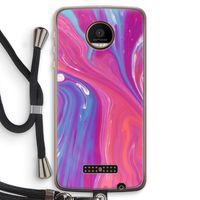 Paarse stroom: Motorola Moto Z Force Transparant Hoesje met koord
