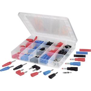 VOLTCRAFT SUBP84-03 Laboratoriumstekker Stift-Ø: 4 mm Zwart, Rood, Blauw, Zilver 84 stuk(s)