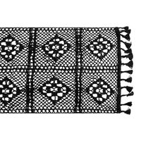 QUVIO Tafelloper gehaakt met fransjes - 300 x 24 cm - Katoen - Zwart - thumbnail