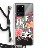 Hello in flowers: Samsung Galaxy S20 Ultra Transparant Hoesje met koord