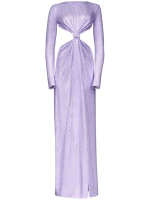 AREA robe longue à ornements en cristal - Violet