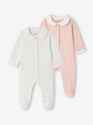 Set van 2 pyjama's baby biologisch katoen rozen