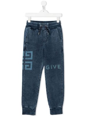 Givenchy Kids pantalon de jogging à logo imprimé - Bleu