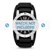 Fossil horlogeband BQ1018 Leder Zwart + zwart stiksel - thumbnail