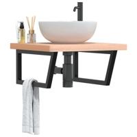 Badkamer wandschap staal en massief beukenhout