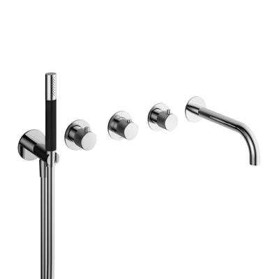 Hotbath Cobber X Afbouwdeel Badthermostaatmet Uitloop incl. Handdouche en Doucheslang - Chroom