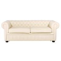 Beliani - CHESTERFIELD - Chesterfield bank 2-zits - Beige - Leer