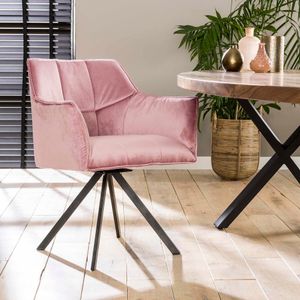 Eetkamerstoel 'Thandie', Velvet, Draaibaar, kleur Roze