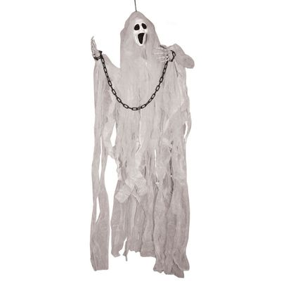 Horror/Halloween decoratie spook/geest pop - met licht - wit - 120 cm