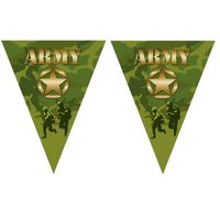3x stuks leger camouflage army thema vlaggetjes slingers/vlaggenlijnen groen van 5 meter - Vlaggenlijnen - thumbnail