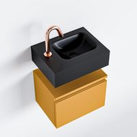 Toiletmeubel Mondiaz Andor | 40 cm | Meubelkleur Ocher | Lex vrijhangend wastafel Urban Rechts | 1 kraangat
