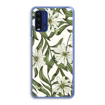 Wit bloemenpatroon: Xiaomi Redmi 9T Transparant Hoesje