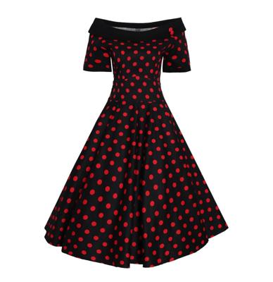 Dolly & Dotty Darlene Dress Black Red Polka-XXXXXL