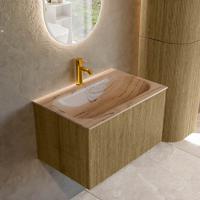 Badmeubel Mondiaz Kurve-Dlux | 70 cm | Meubelkleur Dusk | Wastafelkleur Arena | Solid surface | Wasbak midden spoelbak | 1 kraangat