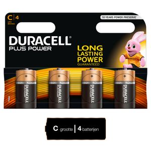 Duracell Plus Power alkaline C-batterijen, verpakking van 4