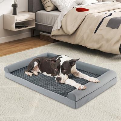 Orthopedisch Hondenbed Groot Hondensofa met Hondenkussen Hondenbank Voor Grote & Middelgrote Honden Grijs XXL
