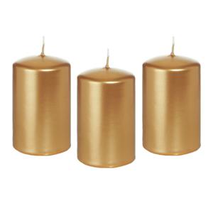 Cilinderkaars/stompkaars - 8x - goud - 5 x 8 cm - 18 branduren