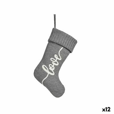 Kerstversiering Love Kerstsok Grijs Stof 28 x 4 x 46 cm (12 Stuks)