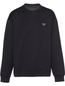 Prada sweat en coton à logo triangle - Noir