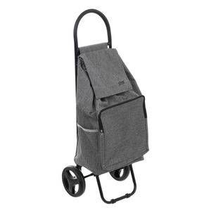 Boodschappen trolley tas met wielen - inhoud 36 liter - grijs - 34 x 30 x 95 cm