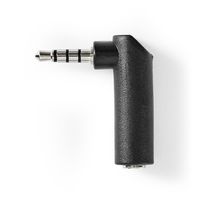 Stereo-Audioadapter | 3,5 mm Male | 3,5 mm Female | Vernikkeld | 90° Gehoekt | Metaal | Zwart | 10 Stuks | Polybag