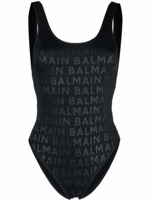 Balmain maillot de bain Olimpionic à logo imprimé - Noir