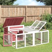 VidaXL Konijnenhok 144x123x67,5 cm massief grenenhout mokkakleurig