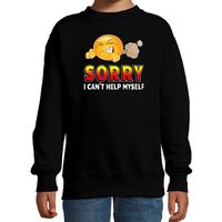 Funny emoticon sweater Sorry i cant help myself zwart kids - thumbnail