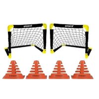 Set van 2 voetbal goals 55 x 44 x 44 cm incl 4 pilonnen