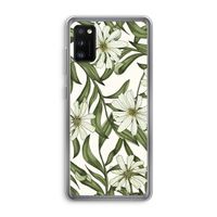 Wit bloemenpatroon: Samsung Galaxy A41 Transparant Hoesje Wit bloemenpatroon: Samsung Galaxy A41 Transparant Hoesje
