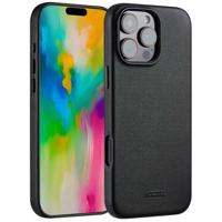 Accezz MagSafe Leather Backcover voor iPhone 16 Pro Max Telefoonhoesje Zwart