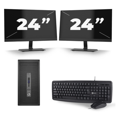 HP ProDesk 600 G2 Micro Tower - Intel Core i7-6e Generatie - 16GB RAM - 256GB SSD - Windows 11 + 2x 24 inch Monitor