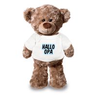 Hallo opa aankondiging jongen pluche teddybeer knuffel 24 cm - Knuffeldier - thumbnail