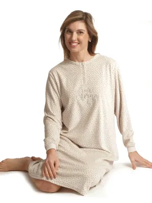 Cocodream velours nachthemd dames - Our story - Maat L - Warm winter nachtjapon lange mouw