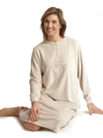 Cocodream velours nachthemd dames - Our story - Maat L - Warm winter nachtjapon lange mouw