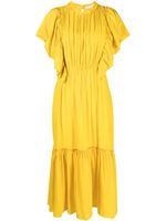 Ulla Johnson robe mi-longue à manches volantées - Jaune