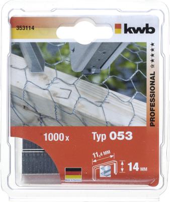 Nieten type 053/353 staaldraad 14 mm 1000 st. - Kwb