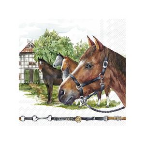 60x Gekleurde 3-laags servetten paarden 33 x 33 cm