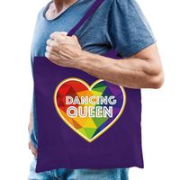 Gay Pride tas - dancing queen - katoen - 42 x 38 cm - paars - LHBTI - thumbnail