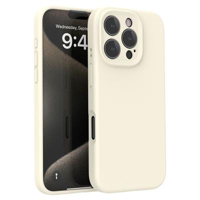 Lunso iPhone 16 Pro hoesje - Flexibel siliconen Backcover - Beige